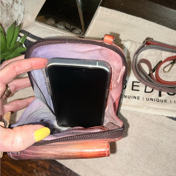 NWT Bed Stu Leather Alelike Crossbody Wristlet Phone Wallet Cotton Candy $215 - Picture 13 of 16